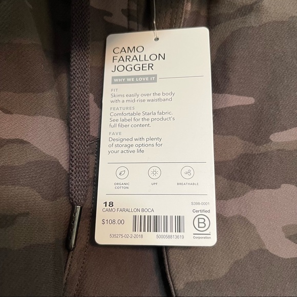 Athleta Farallon Green Camouflage Joggers Size 18 NWT - Picture 5 of 11